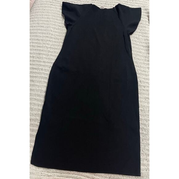 Akris Punto Flutter Sleeve Sheath Dress Knit Womens Sz XS Knee Length Black LBD - Picture 7 of 11
